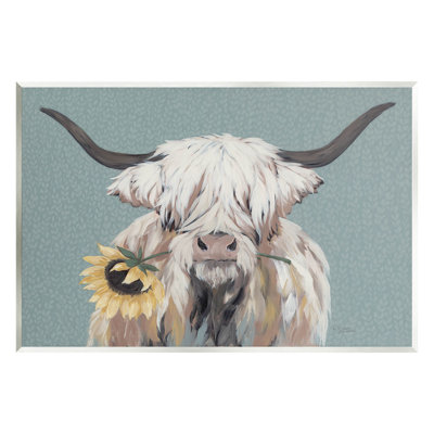" Highland Cattle Biting Sunflower Bloom " by Michele Norman
