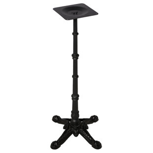 Ornate Quadruple Clawfoot, Cast Iron Pedestal Table Base, Semi-Gloss Black Powder Coated, Heavy Duty Metal Furniture Leg Stand, 41.34" H, Elegant Decorative Design With Pre-Drilled Mounting Plate