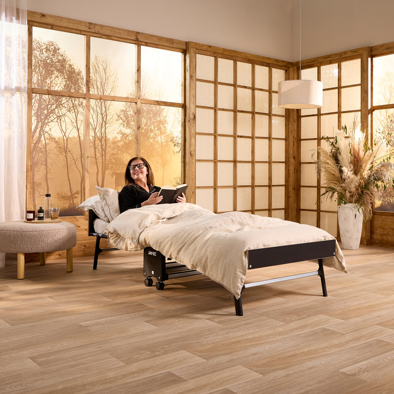 Jay-Be® Grand Folding Guest Bed with e-Pocket Tufted Sprung Mattress, 360° Castors, Headboard & Footboard