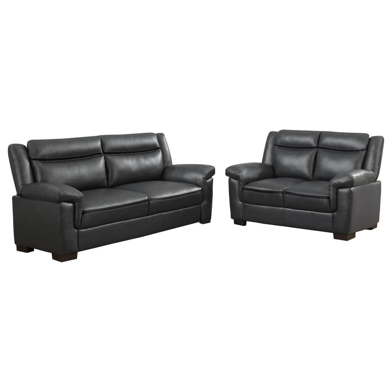 2-piece Upholstered Padded Arm Sofa Set Grey