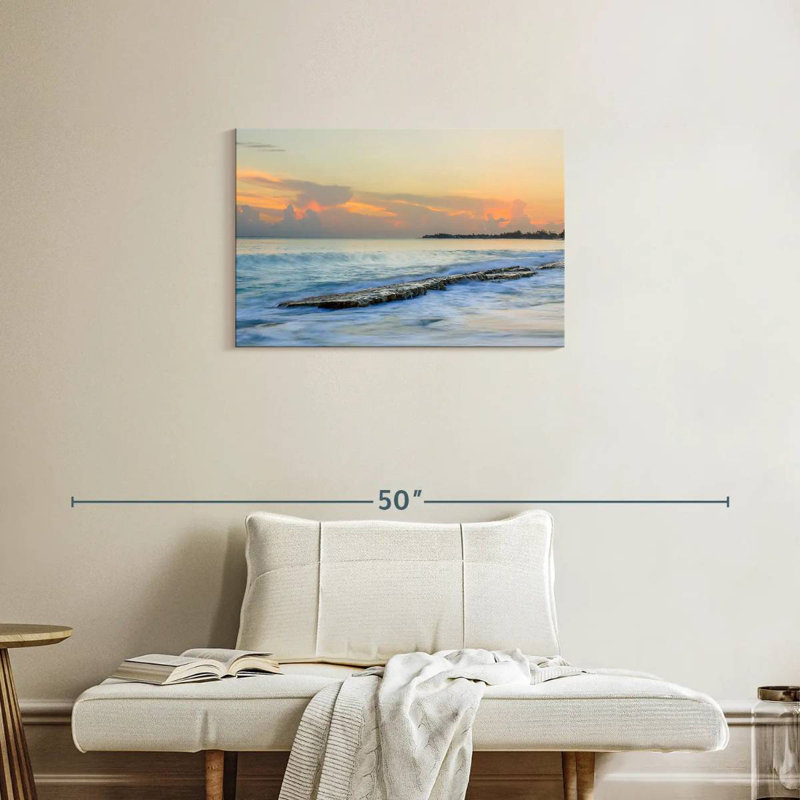Gillard, crique de plage, vagues, H 20 po x l 30 po