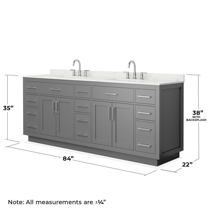 Beckett TK 84'' W Vanity, 8" Center, Brushed Nickel, Gray