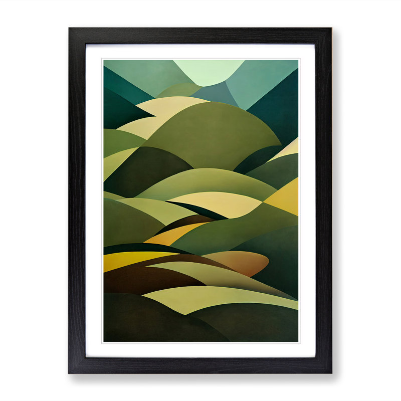 Abstract Meadow Landscape No.1 - Wall Art, Black Framed Paper, 36cm H x 27cm W, White