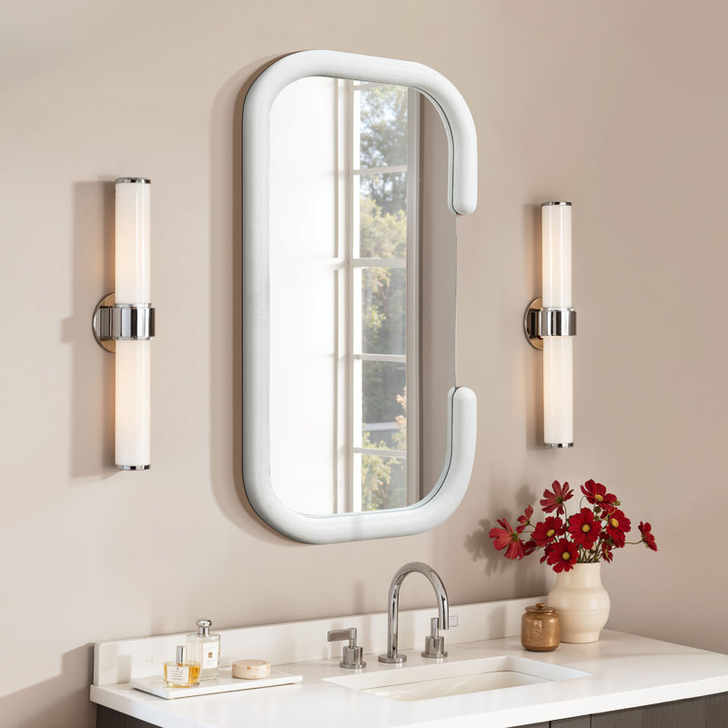 41'' C-Shape Oval Wall Mirror, Modern Sculptural Manufactured Wood Frame  Decorative Accent Mirror