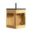 Meuble-lavabo de salle de bain 30 po, armoire de rangement flottante triangulaire murale en contreplaqué avec une porte, lavabo intégré en résine noire