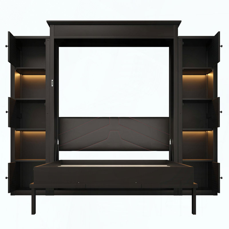 Grand lit escamotable avec lumières DEL et tablettes de rangement