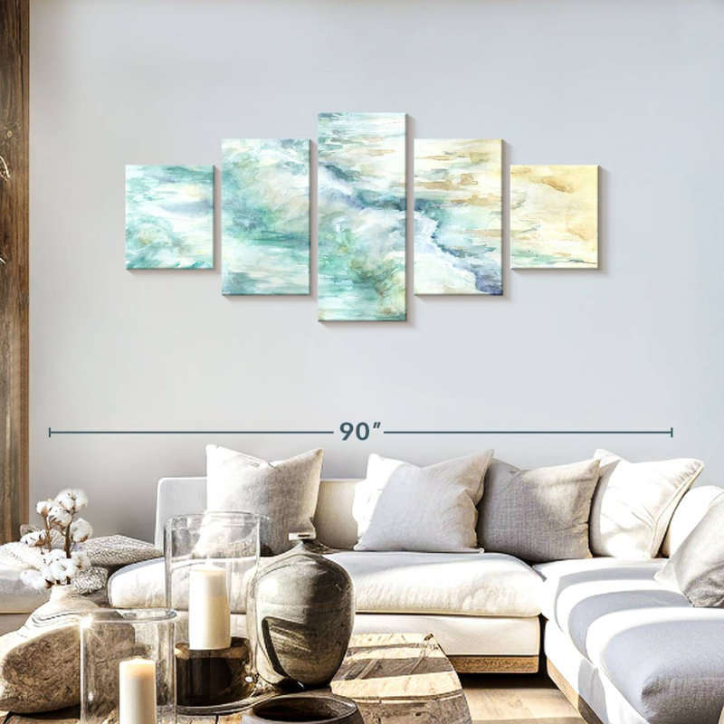 Paysage de vagues océaniques, H 30 po x l 68 po
