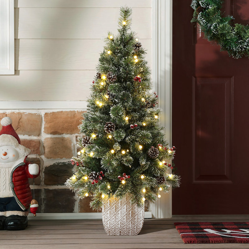 4Ft Pre-Lit Artificial Pine Tree Potted