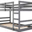 Lit superposé simple gris avec pieds en pin massif, garde-corps pleine longueur pour la sécurité, petites chambres peu encombrantes, ensemble de lattes inclus, stabilité du cadre, fonctionnel dans des espaces limités, convient aux matelas