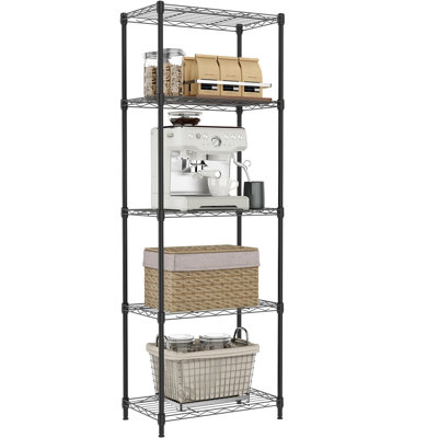 Étagère métallique à 5 niveaux de 45,7 cm (18 po) pour le rangement de la cuisine, du garde-manger, de la salle de bain, de la buanderie, du placard et des petits espaces.