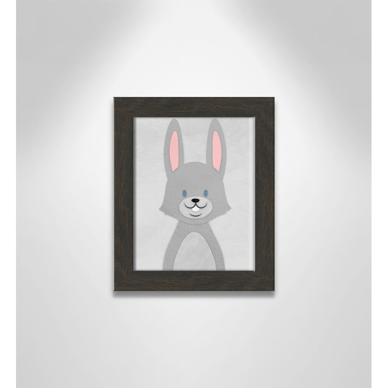 Art de lapin joyeux, H 10 po x l 8 po x P 0,6 po, Encadré plat à grain de bois noir