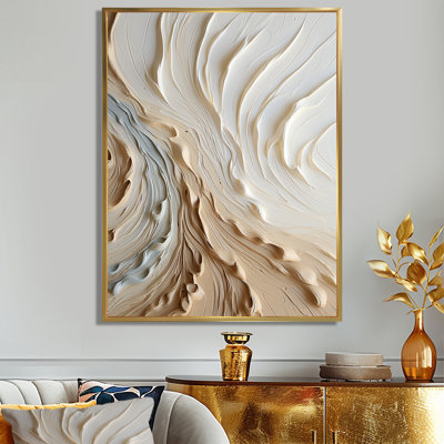 Reproduction d'art sur toile, blanc et or champagne III