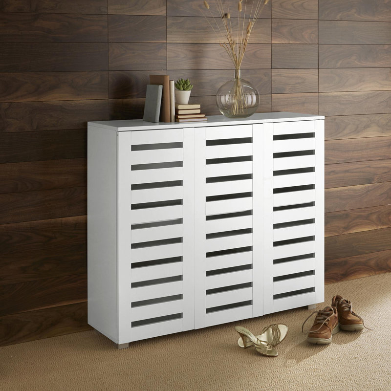 Oslo Large 3 Door 15 Pair Hallway Shoe Storage Cabinet, White