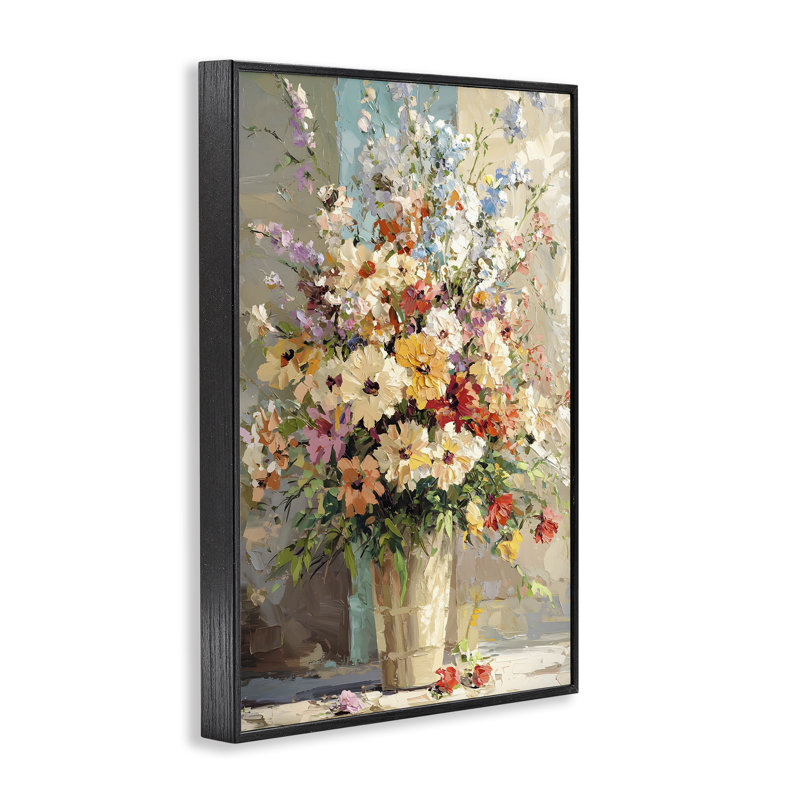 Happy Sunlit Bouquet, estampe numérique, design par Franklyn Gregory, H 18 po x l 12 po, Giclée encadrée noir minuit