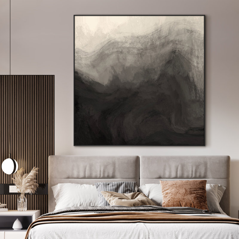 Très grand art mural imprimé sur toile - Abstrait délavé à l'encre décorative, œuvre d'art pour le salon ou la chambre à coucher - «Assemblage requis du cadre (cadre non fini)»