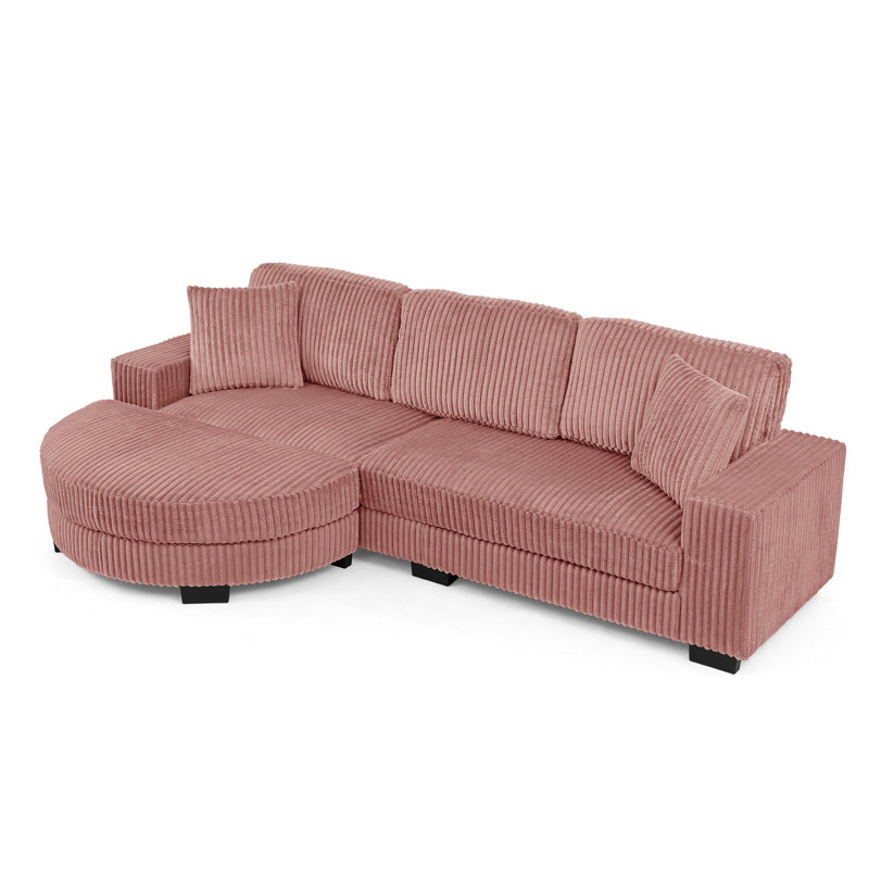 Canapé modulaire 2 pièces rembourré, Pink Corduroy