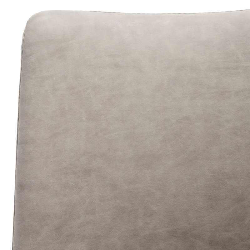 18'' H Leather Upholstered Armchair, Light Gray Faux Leather