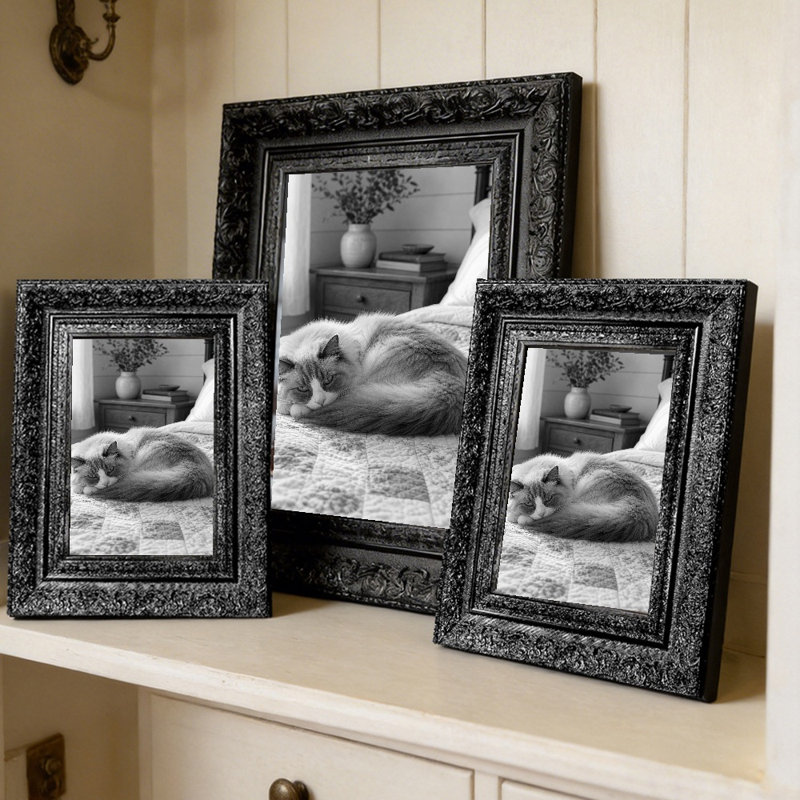 Cadre photo noir 3 pièces indémodable pour photos et tablettes de bureau 5 po x 7 po