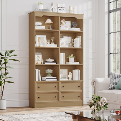 Kirklyn 6-Tier Standard Bookcase with 4 Drawers by Harriet Bee