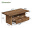 Table basse en bois massif avec 2 tiroirs, table de salon à centre à 2 niveaux rustique 47,24 "