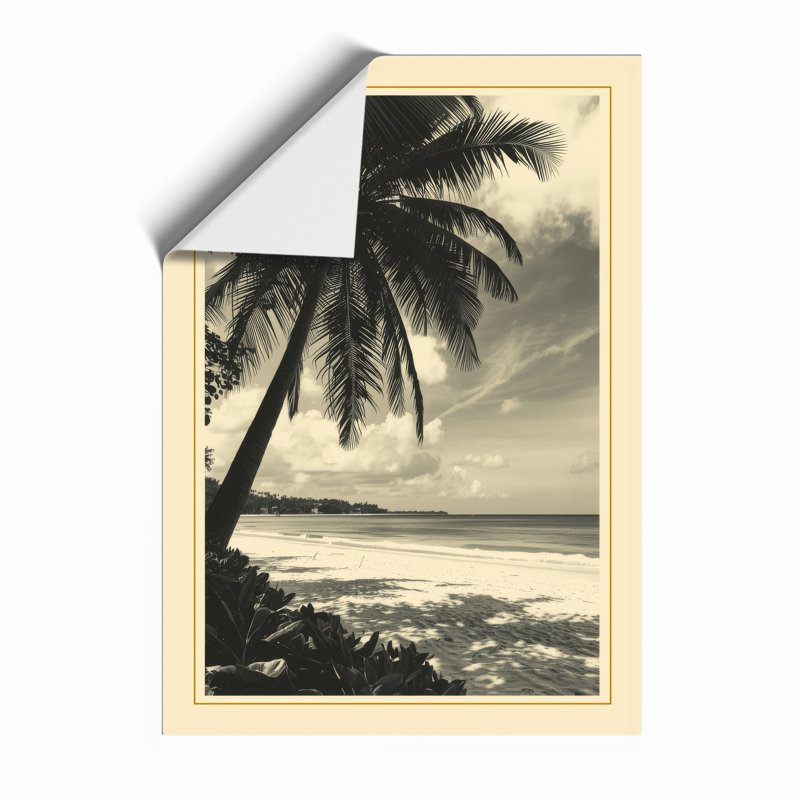 Palm at Dusk Coastal - Framed Print, A4 - 29.7 x 21.0 cm, Unframed