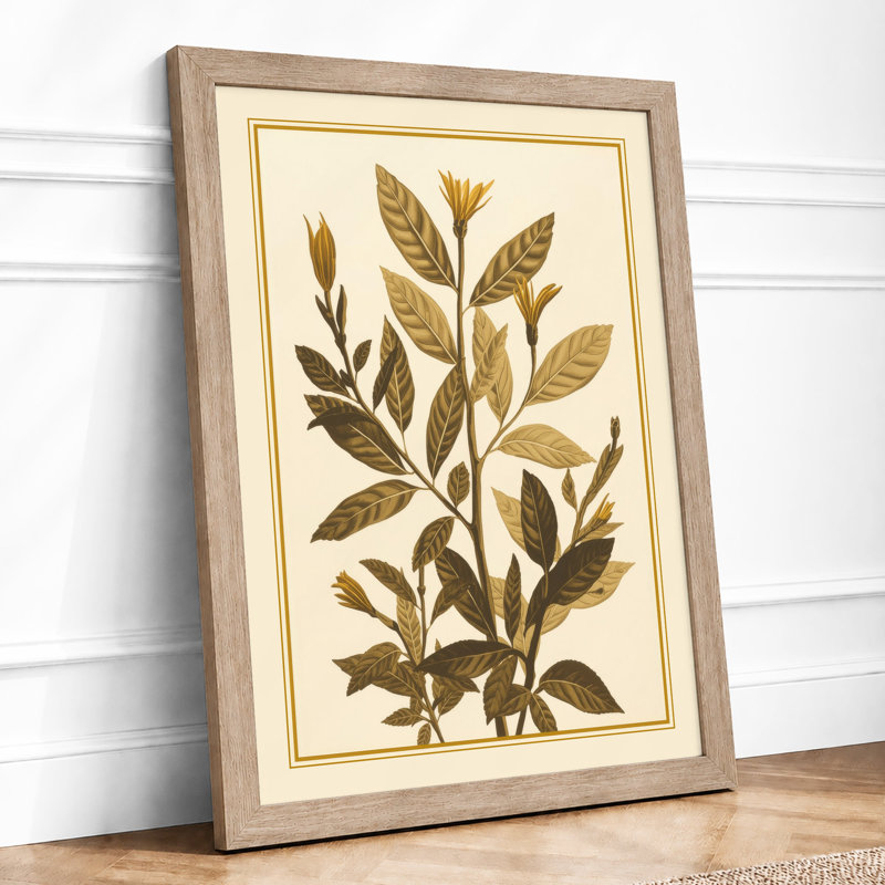 Single Stem Study Botanical - Framed Print, A4 - 29.7 x 21.0 cm, Oak