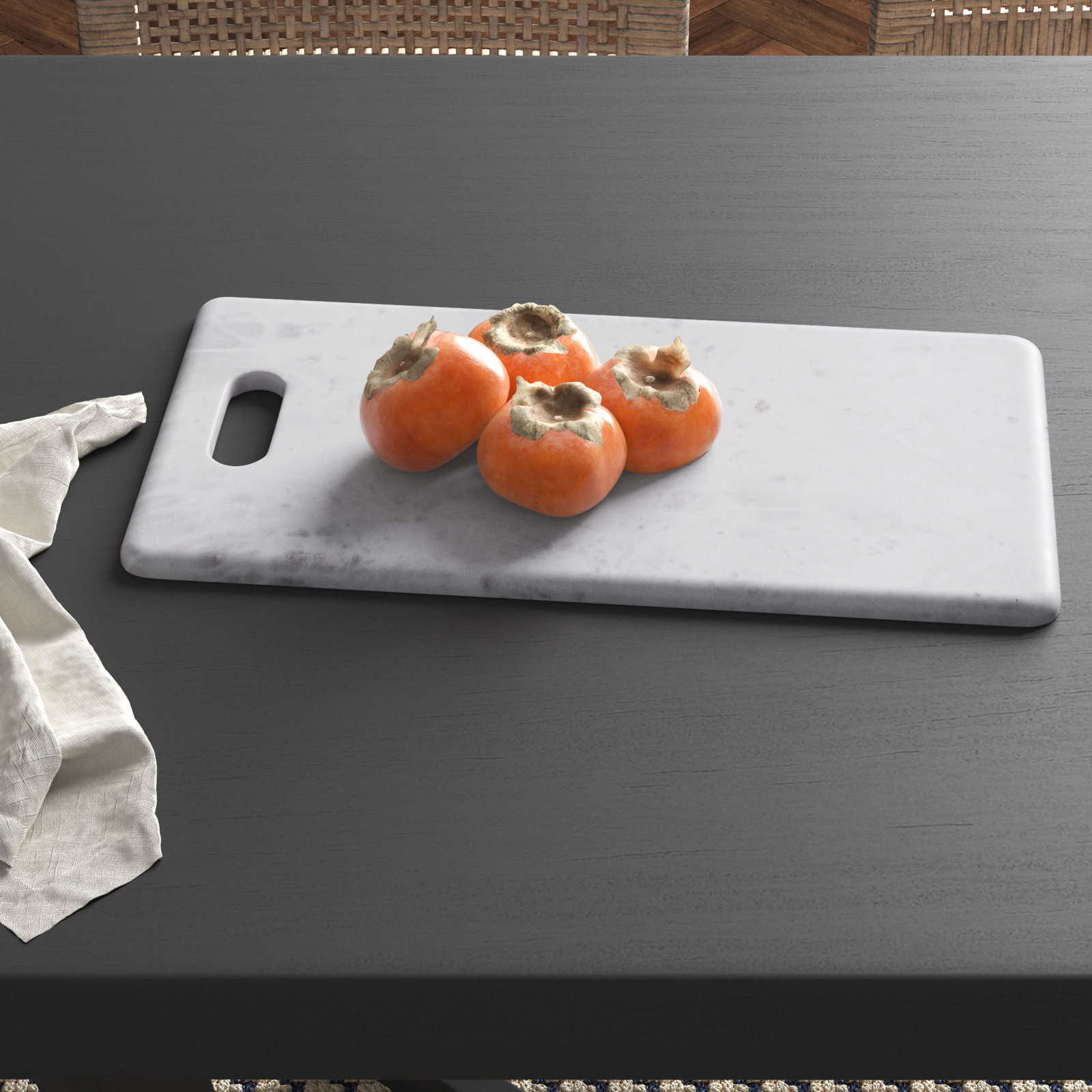 Kita Rectangle Marble Cheese Board, White