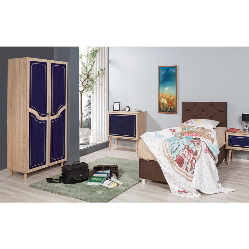 Armoire Kenna, Bleu / chêne