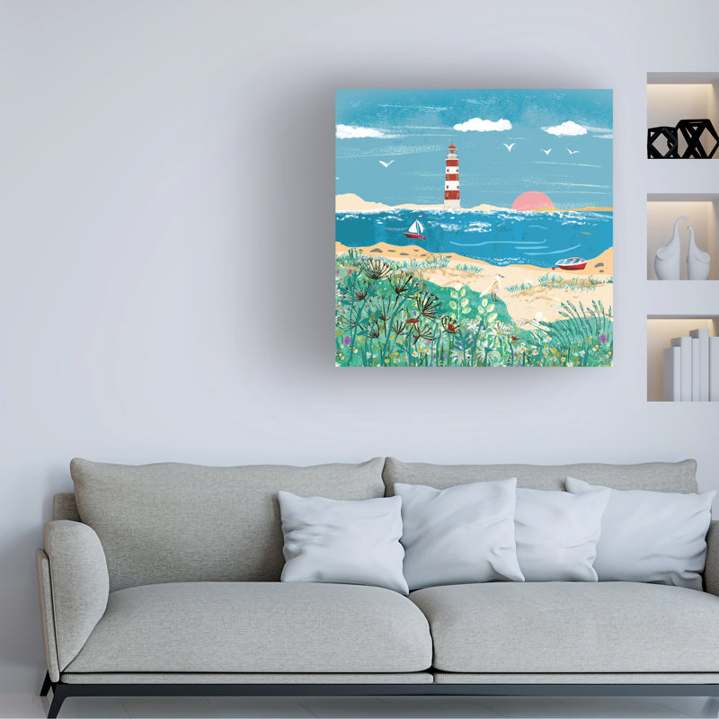 Peinture sur toile du phare ensoleillé, L 14 po x H 14 po x P 2 po