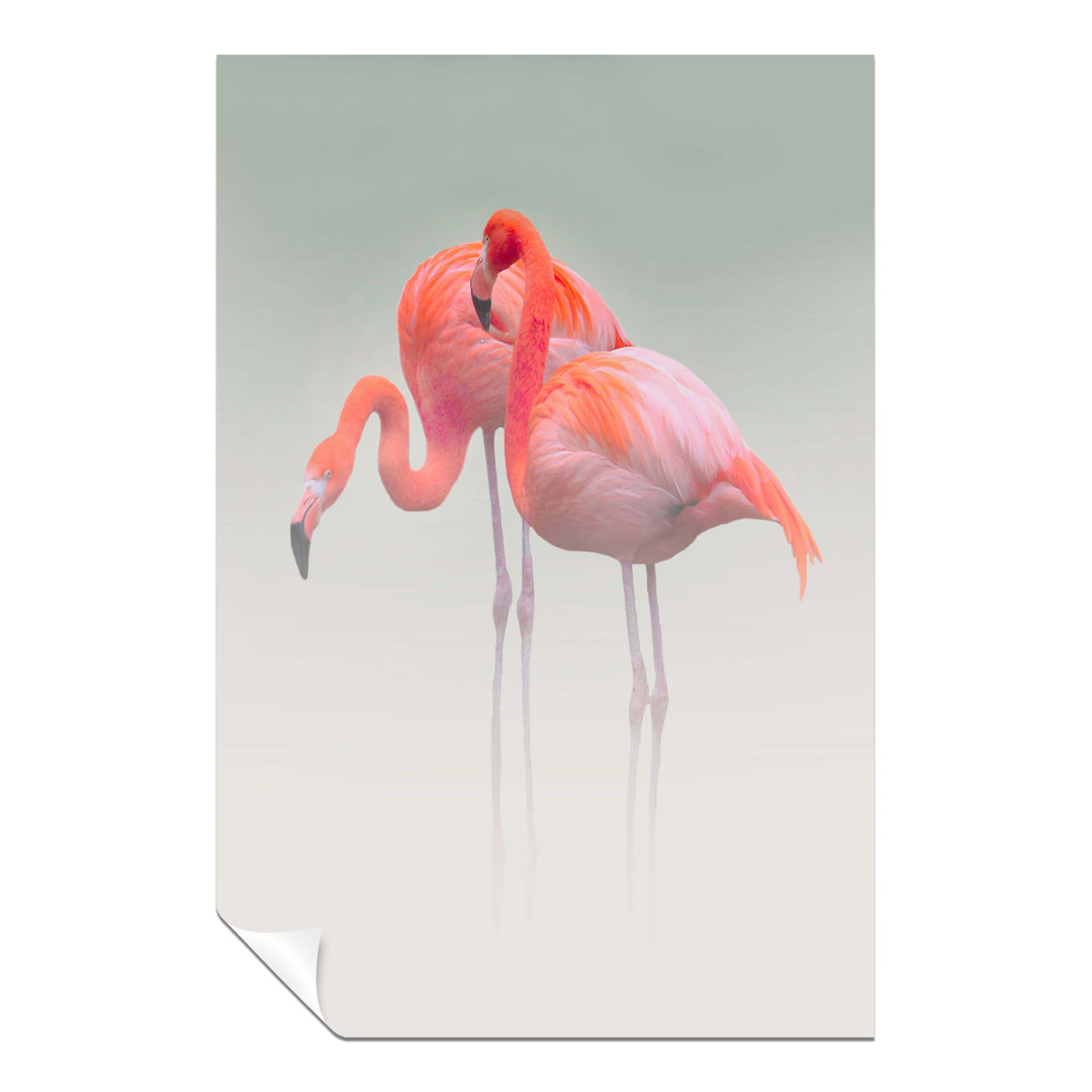 Bay Isle Home Fine Art Prints Red & Pink Flamingo Couples Artistic Unframed Poster, Pictures For Home Walls, Bedroom, Living Room & Bathroom Decor
