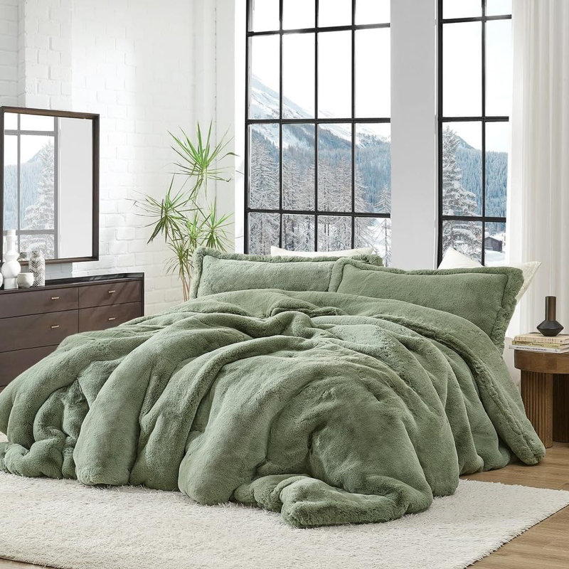 1,100 Bunnies - Coma Inducer Oversized Comforter Set - Chunky Bunny Reverse - Calming Sage