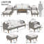 Ensemble de canapé modulaire d'extérieur en rotin PE 6 pièces avec coussins doubles épais, pieds en bois massif et plateau de table en bois beige et gris