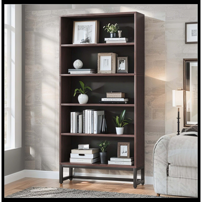 70.8" Bookcase, Large Bookshelf Organizer With 5-Tier Storage Shelves