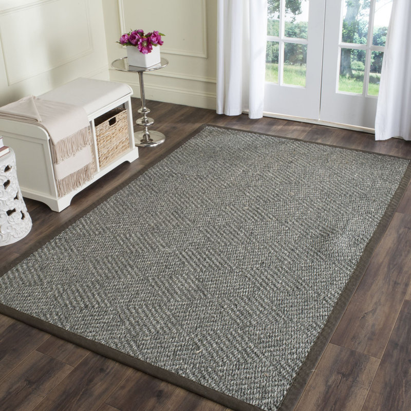 Tapis de couleur unie en sisal naturel avec latex Gordon, Rectangle 4 pi x 6 pi