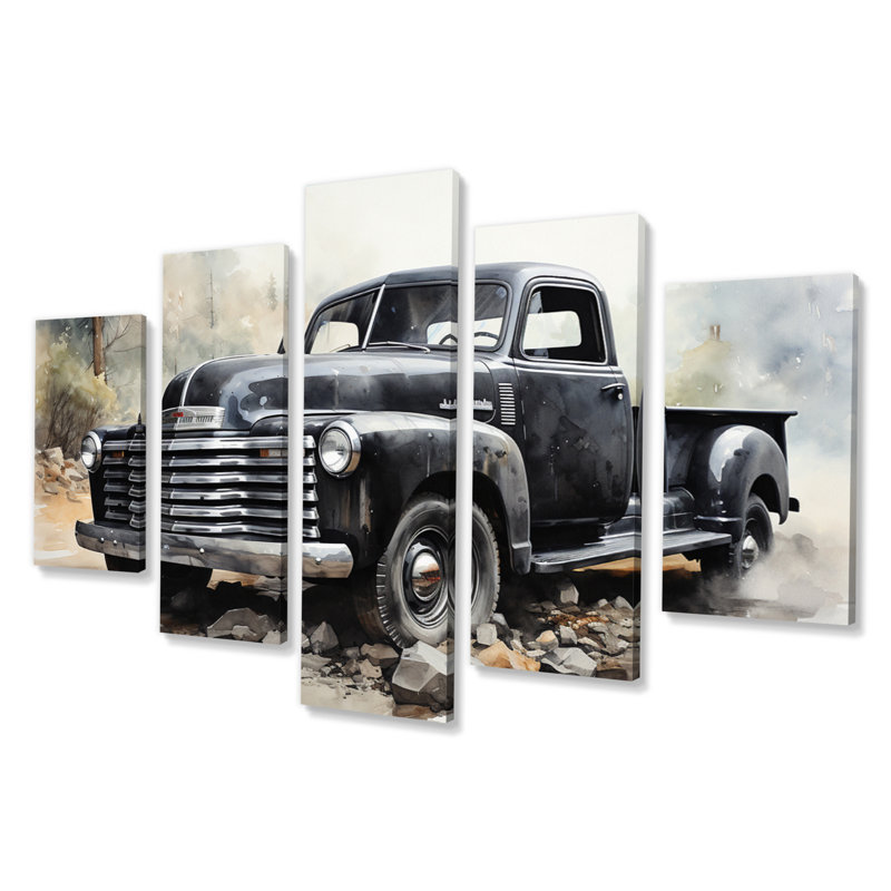Minimalist Pickup - Transport, impression d'art mural - 5 panneaux