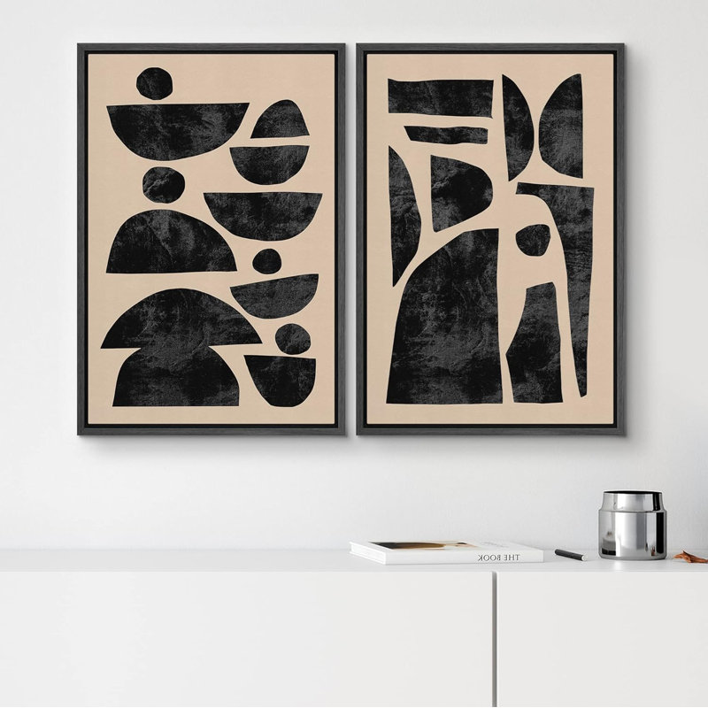 «Brown Mid-Century Polygon», 2 pièces, Noir, H 36 po x l 24 po