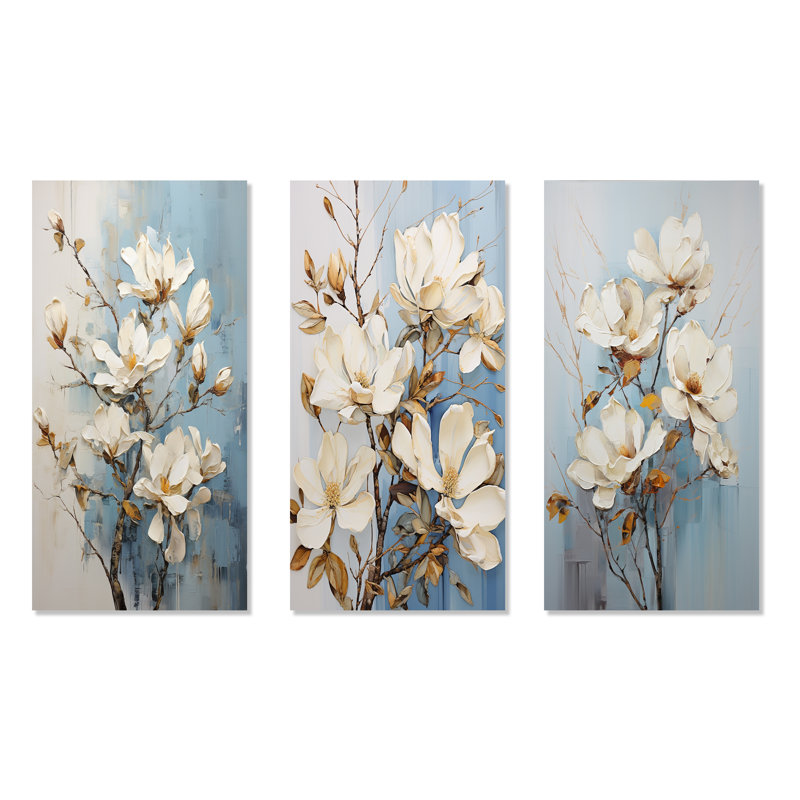 Magnifique ensemble de 3 impressions sur toile Magnolia - Magnolias, Toile tendue, H 28 po x l 36 po