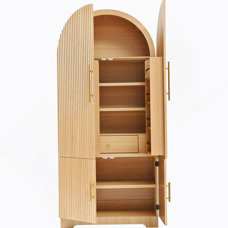 Armoire décorative arquée, armoire de cuisine avec tablettes, armoires de rangement avec tablettes réglables, tiroir caché pour la cuisine, la salle à manger, la salle de bain