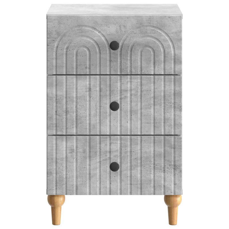 43cm W Manufactured Wood Bedside Table, Concrete Grey