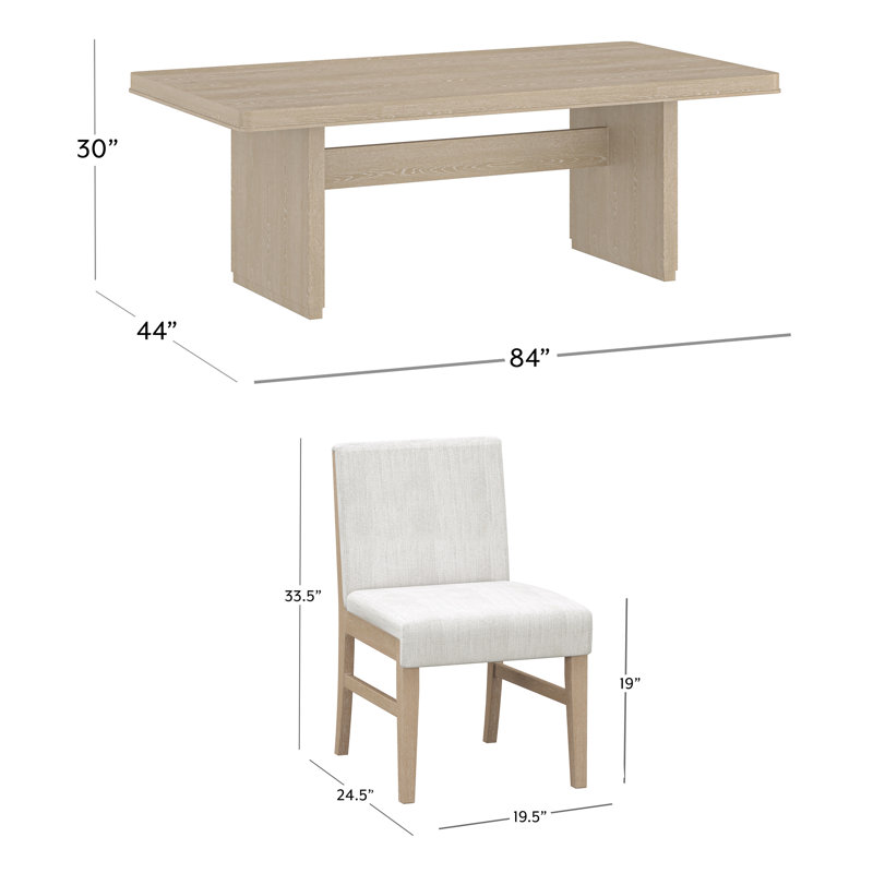 Ensemble de salle à manger Jeraldy, 7 pièces : table, 6 chaises, Chêne clair