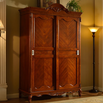American-Style Mahogany Sliding Door Wardrobe