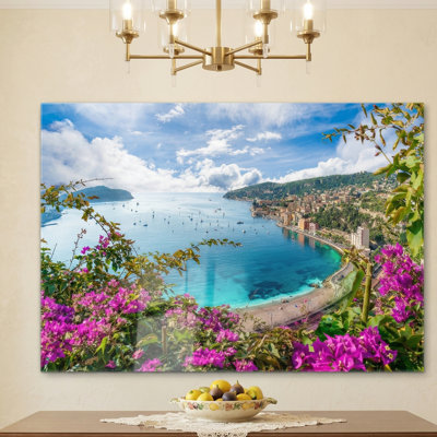 «Mediterranean Coastal Serenity», impression sur verre trempé ultrabrillant