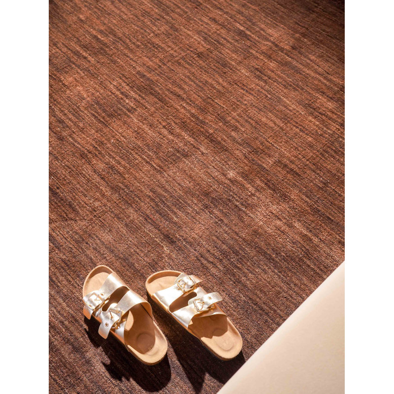 Manns Hand Knotted Loom Wool Eco-Friendly Area Rugs  -  Rectangle, Brown Color, Plain Solid Design, High Pile Thick Handmade Anti Skid Area Rugs for Living Room, Bed Room