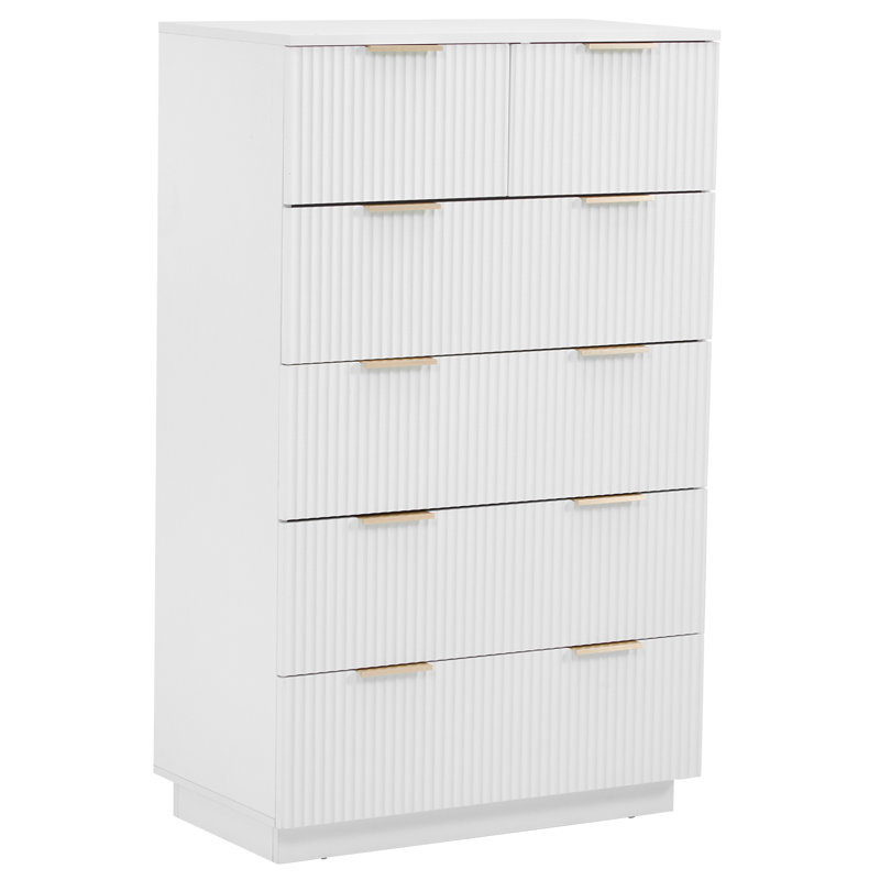 Commode 6 tiroirs pour chambre à coucher, Blanc