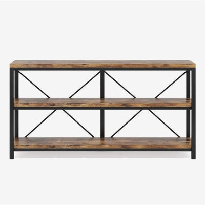 Tribesigns Rustic 3-Tier Console Table with Storage Shelves