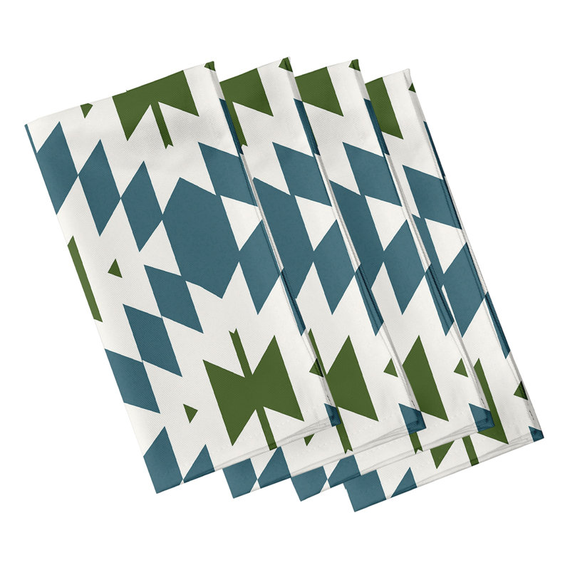 Beily Polyester Geometric Square Napkin, Blue