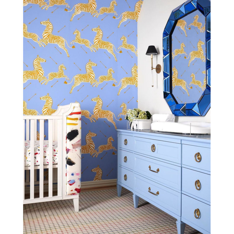 Rouleau de papier peint L 15 pi x l 26 po Zebras, Pervenche