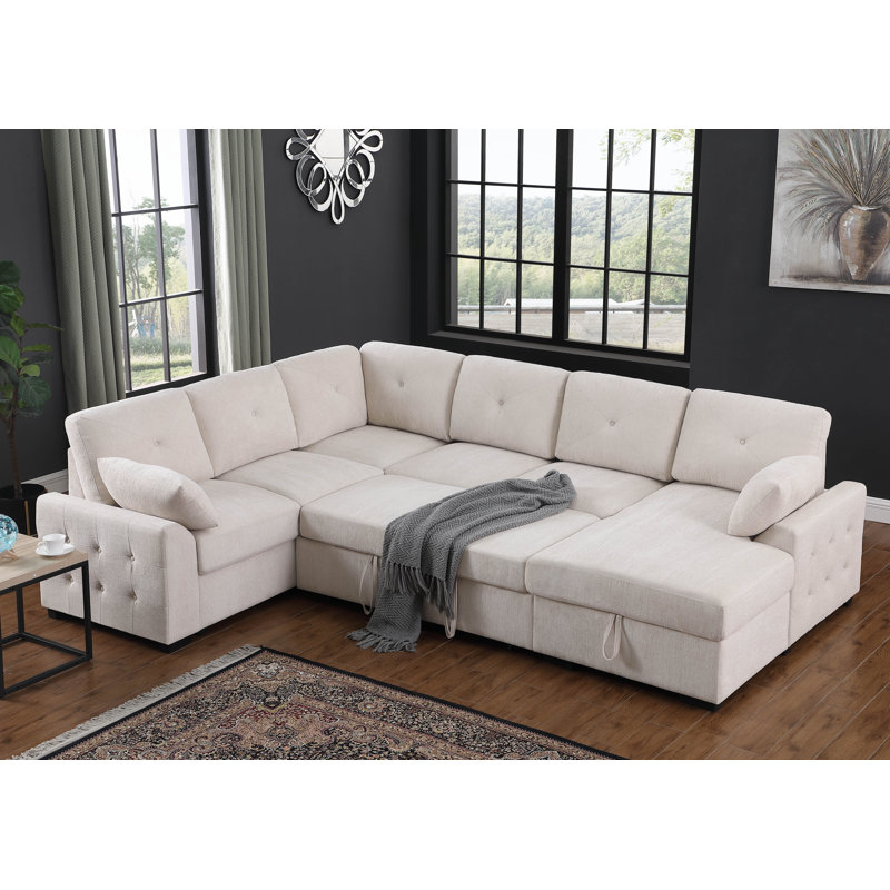 Canapé modulaire en coin Nyhan, Chenille beige