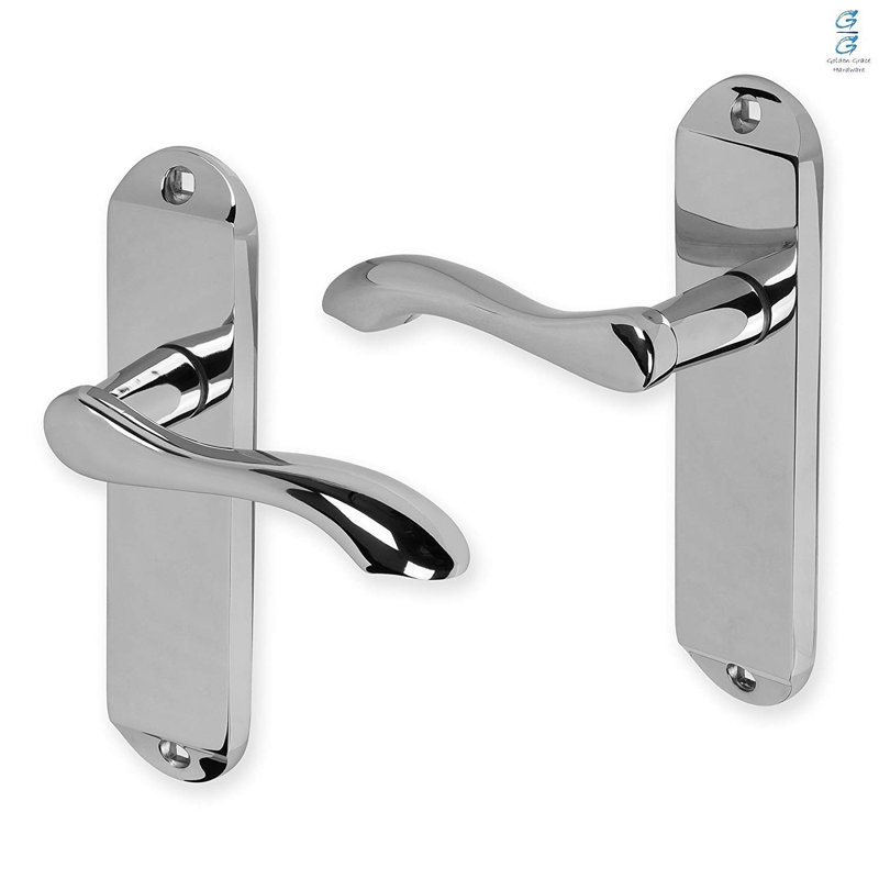  4 Pairs Cadenza Design Door Handles Lever Latch in Polished Chrome Finish - 175mm