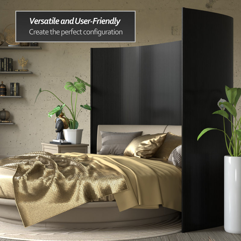 Siena Rolling Bamboo Room Divider, 6 ft. Tall, Black